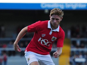 Scott Wagstaff of Bristol City in action during the Pre-Season Friendly match between Weston-super-Mare AFC and Bristol City at Woodspring Stadium on July 9, 2014