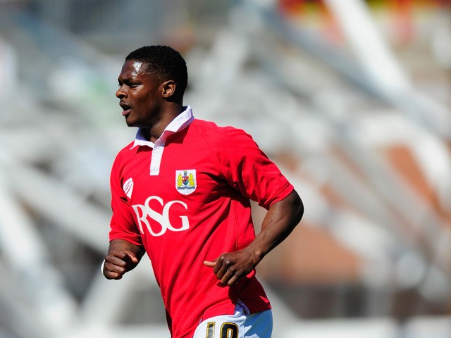 Kieran Agard of Bristol City in action during the Sky Bet League One match between Bristol City and Coventry City at Ashton Gate on April 18, 2015