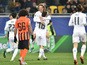Real Madrid's Croatian midfielder Luka Modric celebrates with Real Madrid's Croatian midfielder Mateo Kovacic after scoring during the UEFA Champions League group A football match between Shakhtar Donetsk and Real Madrid in Lviv on November 25, 2015