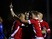 Stephen O'Halloran of Salford City (c) celebrates with his team mates after scoring his side's first goal during the Emirates FA Cup Second Round match between Salford City and Hartlepool United at Moor Lane on December 4, 2015