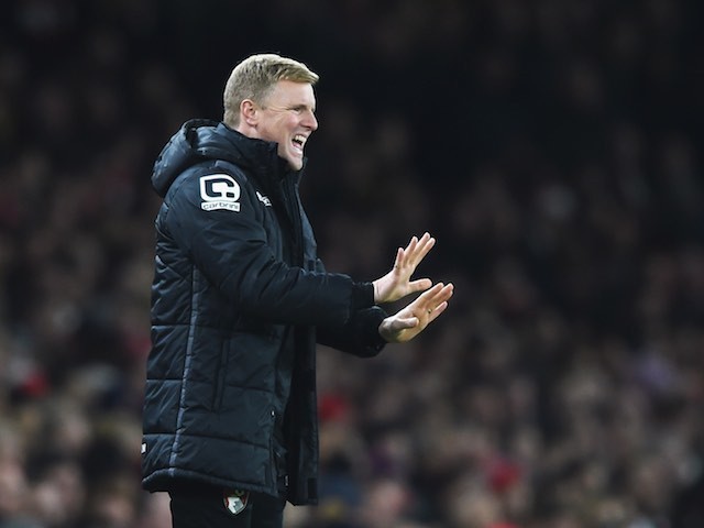 Bournemouth manager Eddie Howe gives orders from the sidelines during the game with Arsenal on December 28, 2015