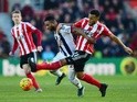Stephane Sessegnon of West Bromwich Albion and Ryan Bertrand of Southampton compete for the ball on January 16, 2016