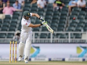 South Africa's batsman Faf du Plessis plays a shot during day one of the third Test match on January 14, 2016
