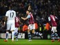Rudy Gestede celebrates scoring during the game between Aston Villa and Leicester on January 16, 2016