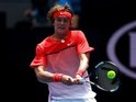 Alexander Zverev in action on day two of the Australian Open on January 19, 2016