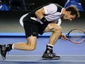 Andy Murray (apparently) celebrating during the Australian Open semi-final with Milos Raonic on January 29, 2016