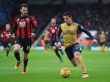 Adam Smith and Alexis Sanchez in action during the Premier League game between Bournemouth and Arsenal on February 7, 2016