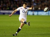Owen Farrell kicks at goal during the Six Nations game between Scotland and England on February 6, 2016