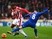 Glen Johnson and Bryan Oviedo compete for the ball during the Premier League match between Stoke City and Everton at Britannia Stadium on February 6, 2016