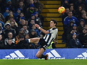 Daryl Janmaat goes down during the Premier League game between Chelsea and Newcastle United on February 13, 2016