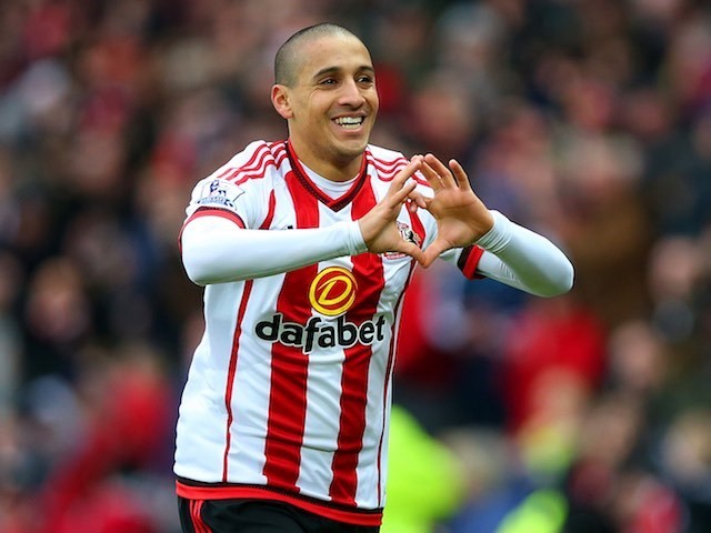 Wahbi Khazri channels Gareth Bale after scoring during the Premier League game between Sunderland and Manchester United on February 13, 2016