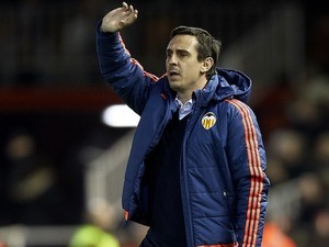 Gary Neville on the sidelines during the Europa League game between Valencia and Rapid Vienna on February 18, 2016