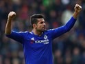 Diego Costa celebrates scoring during the Premier League game between Southampton and Chelsea on February 27, 2016