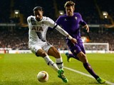 Nacer Chadli and Marcos Alonso in action during the Europa League game between Tottenham Hotspur and Fiorentina on February 25, 2016