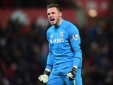 Jack Butland celebrates the opener during the Premier League game between Stoke City and Newcastle United on March 2, 2016