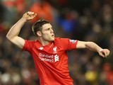 James Milner celebrates scoring the second during the Premier League game between Liverpool and Manchester City on March 2, 2016