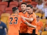 Jamie Maclaren celebrates scoring a goal during the A-League match between the Brisbane Roar and the Western Sydney Wanderers at Suncorp Stadium on March 4, 2016 