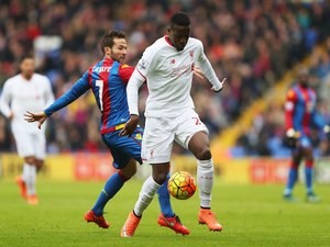 Divock Origi and Yohan Cabaye in action during the Premier League game between Crystal Palace and Liverpool on March 6, 2016