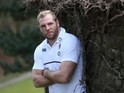 James Haskell leans against a dirty wall during an England photocall on March 7, 2016