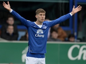John Stones appeals a decision during the Premier League game between Everton and Arsenal on March 19, 2016