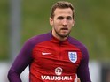 Harry Kane in action during an England training session on March 22, 2016