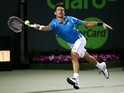 Novak Djokovic in action against Kyle Edmund at the Miami Open on March 26, 2016