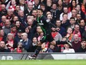 Bojan Krkic celebrates getting an equaliser during the Premier League game between Liverpool and Stoke City on April 10, 2016