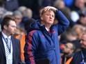 Louis van Gaal looks distraught during the Premier League game between Tottenham Hotspur and Manchester United on April 10, 2016