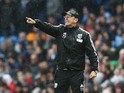 Tony Pulis calls the shots during the Premier League game between Manchester City and West Bromwich Albion on April 9, 2016