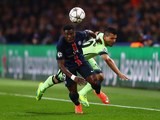 Serge 'friend of Dorothy' Aurier and Sergio Aguero in action during the Champions League quarter-final between Paris Saint-Germain and Manchester City on April 6, 2016