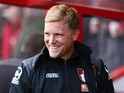 Eddie Howe looks on during the Premier League game between Bournemouth and Chelsea on April 23, 2016