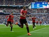 Anthony Martial celebrates his last-minute winner during the FA Cup semi-final between Everton and Manchester United on April 23, 2016