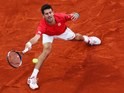 Novak Djokovic in action during the Madrid Open final on May 8, 2016