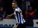 Ross Wallace celebrates scoring for Sheffield Wednesday in the Championship playoff semi-finals on May 13, 2016