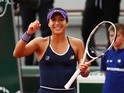 Heather Watson celebrates victory against Nicole Gibbs at French Open at Roland Garros on May 23, 2016