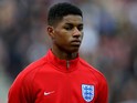 Marcus Rashford looks on before making his England debut against Australia at the Stadium of Light on May 27, 2016