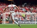 Switzerland's Fabian Schaer celebrates after scoring the opening goal during the Euro 2016 Group A match against Albania on June 11, 2016