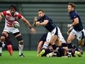Greig Laidlaw of Scotland passes the ball during the international friendly match against Japan on June 18, 2016
