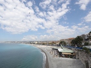 A general view of the beach where a Northern Irish football fan fell in Nice, taken June 13, 2016