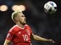 Aaron Ramsey eyes the ball during the Euro 2016 Group B match between Russia and Wales on June 20, 2016