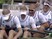 Team GB's coxless fours team celebrate victory at the Rio Olympics on August 12, 2016