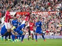 Paul Pogba scores during the game between Manchester United and Leicester City on September 24, 2016