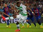 Celtic striker Moussa Dembele shoots during his side's 7-0 defeat to Barcelona in a Champions League match at the Camp Nou on September 13, 2016