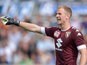 On-loan Torino goalkeeper Joe Hart shouts instructions to his defence during the Serie A match against Atalanta on September 11, 2016