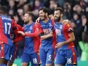Joe Ledley and James Tomkins celebrate during the Premier League game between Crystal Palace and Southampton on December 3, 2016