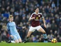 Kevin De Bruyne and George Boyd in action during the Premier League game between Manchester City and Burnley on January 2, 2017