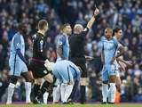 Fernandinho sees red during the Premier League game between Manchester City and Burnley on January 2, 2017