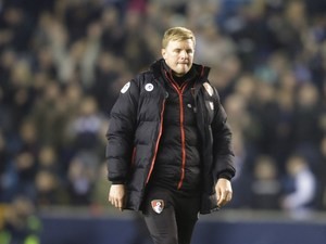Eddie Howe looks downbeat during the FA Cup game between Millwall and Bournemouth on January 7, 2017