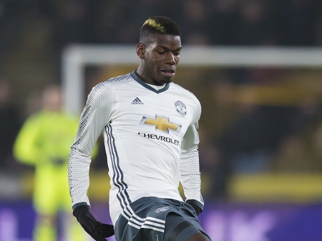 Paul Pogba in action during the EFL Cup semi-final between Hull City and Manchester United on January 26, 2017