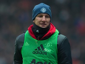 Manchester United midfielder Bastian Schweinsteiger warms up during his side's FA Cup fifth round clash with Blackburn Rovers at Ewood Park on February 19, 2017